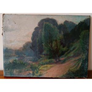 Dipinto olio su tela impressionista Francia XIX secolo