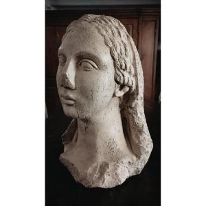 Scultura volto antico donna greca primi 900
