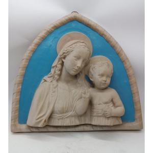 Madonna con bambino terracotta robbiana fine XIX secolo