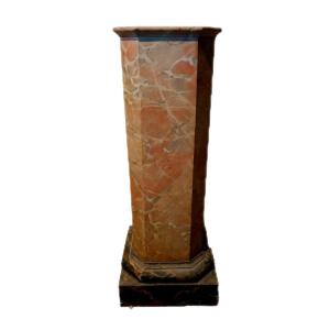 Antica colonna in legno marmorizzata