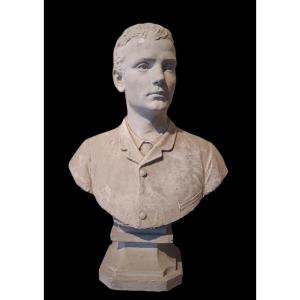 Grande busto in gesso ritratto virile,firmato 1886-