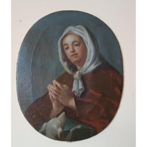 Bellissimo dipinto ovale raffigurante Santa Margherita Da Cortona,scuola toscana XVIII secolo