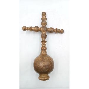 Grande croce processionale legno dorato XVII secolo italia