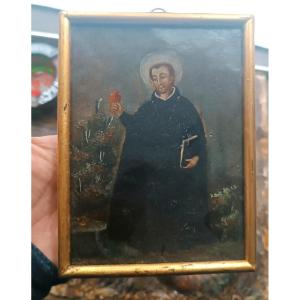Dipinto su rame raffigurante Santo gesuita scuola spagnola XVIII secolo