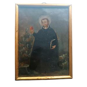 Dipinto su rame raffigurante Santo gesuita scuola spagnola XVIII secolo