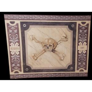 Memento Mori grande dipinto a tempera su tela XVIII secolo .Italia