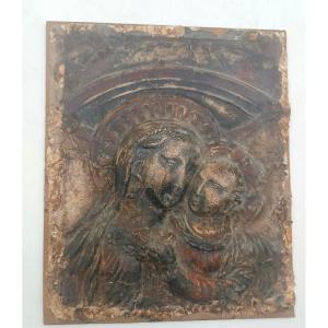 Cartapesta  madonna con bambino XVII secolo