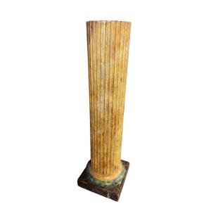 GRANDE COLONNA IN LEGNO LACCATA MARMORIZZATA  IMPERO ORIGINALE PRIMI 800