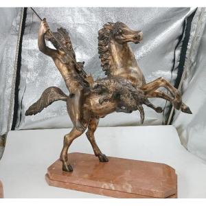 Grande scultura bronzo raffigurante indiano a cavallo -Tommaso Campajola (1890 - 1968)