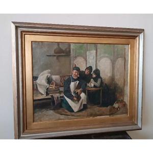dipinto antico XIX secolo scuola italiana "IL CIABATTINO"