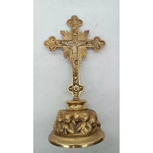 CROCIFISSO CRISTO IN BRONZO DORATO MANIFATTURA ITALIANA