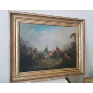 Dipinto olio su tela scuola francese fine XVIII secolo