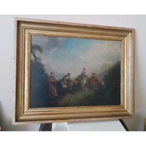 Dipinto olio su tela scuola francese fine XVIII secolo