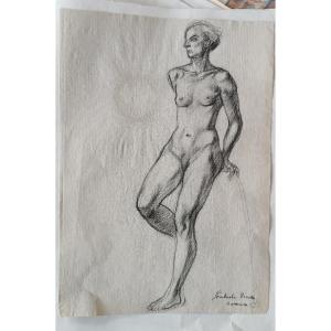Disegno a matita su carta bozzetto nudo femminile -Gabriele Vicari