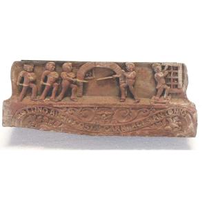 ANTICO FRAMMENTO DI CARRETTO SICILIANO XIX SECOLO LEGNO INTAGLIATO 