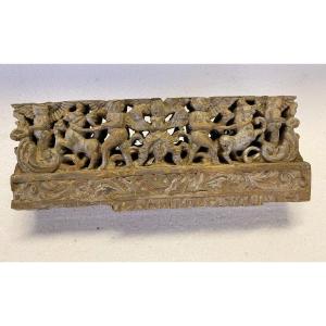 ANTICO FRAMMENTO DI CARRETTO SICILIANO XIX SECOLO LEGNO INTAGLIATO 