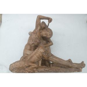 scultura terracotta prima meta' xx secolo scena mitologica
