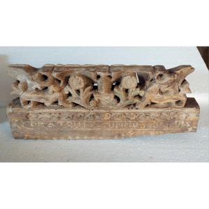 ANTICO FRAMMENTO DI CARRETTO SICILIANO XIX SECOLO LEGNO INTAGLIATO