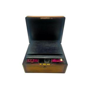 BAULETTO ANTICO TRUCCO SCRITTOIO CUCITO SCRIGNO SCATOLA IN LEGNO xix secolo