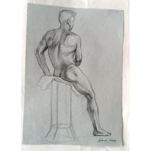 Disegno a matita su carta bozzetto nudo virile -Gabriele Vicari