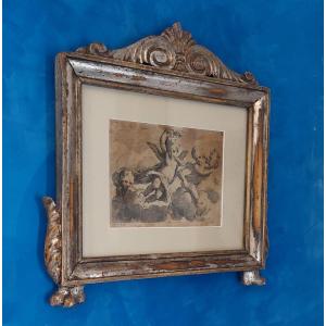 Cornice Antica  In Legno Argento Inizio XIX Sec  Incisione Cherubini