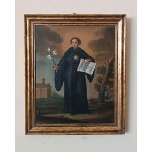 Antico dipinto olio su tela- XVIII secolo -SAN NICOLA DA TOLENTINO