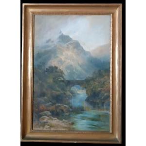 Grande acquerello- Paesaggio  datato 1887 di EDMUND PHIPPS -