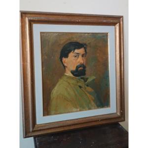 Olio su tela ritratto anni 20-dipinto sul retro -Giuseppe Torelli ( 1881 -1959 )