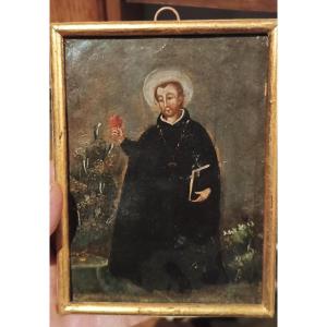 Dipinto su rame raffigurante Santo gesuita scuola spagnola XVIII secolo