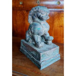 Cane di pho in legno laccato-Cina primi xx secolo