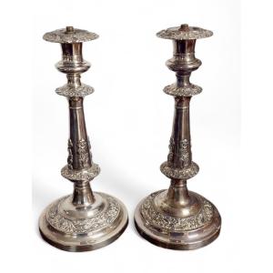 candelieri antichi coppia candelieri argentati prima meta' del 900