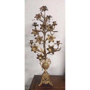 CANDELIERE IN BRONZO DORATO FRANCIA FINE XIX SECOLO