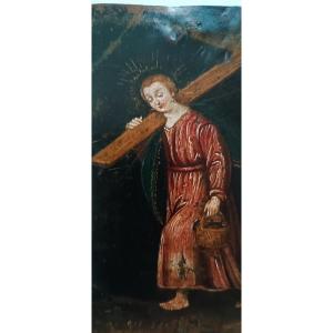Piccolo dipinto su rame SAN LONGINO XVII\XVIII SECOLO