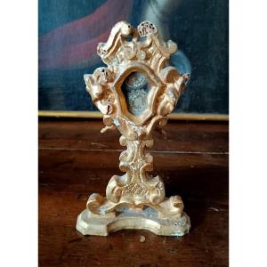 Reliquiario in legno dorato XVIII secolo ,reliquie di San Filippo benizi e San gregorio