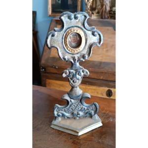 Reliquiario in legno argentato con reliquia San Giusto XVIII secolo