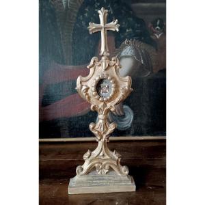 Reliquiario in legno dorato XVIII secolo -   reliquia Santa Lucia H.43 CM