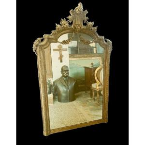 Grande specchiera in legno dorato del XIX secolo stile Napoleone III.