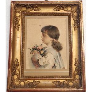 ritratto di fanciulla  ,Alessandro Rontini   Firenze (1854 -1933)