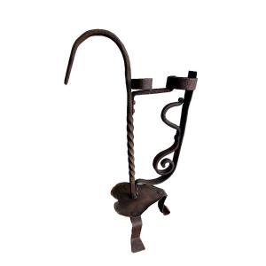 ANTICO CANDELIERE iN FERRO BATTUTO E FORGIATO XVIII Secolo