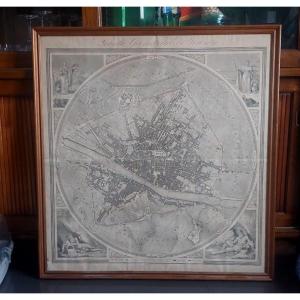 Grande carta geografica pianta geometrica citta' di firenze 1843