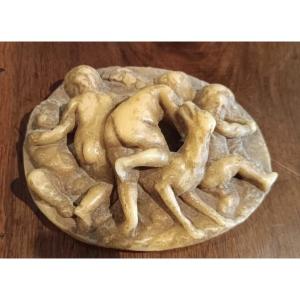 Rilievo ovale in cera - Baccanale - ceroplasta del XVIII secolo