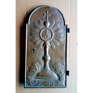 Antico sportello da tabernacolo in bronzo XVIII secolo