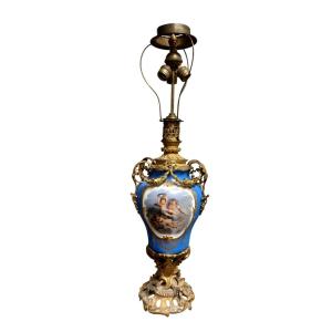 Grande lampada porcellana sevres e bronzo dorato al mercurio -Francia XIX secolo