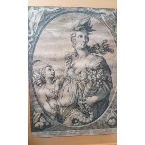 incisione a bulino .Cerere -Hendrik Goltzius (1558-1617) CERERE