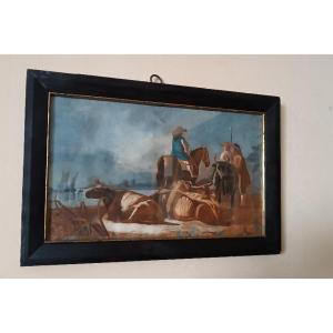 dipinto antico tempera su carta scuola italiana XVIII secolo