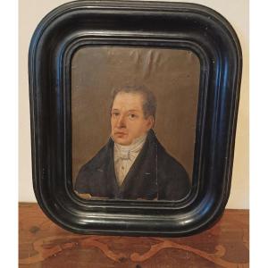 DIPINTO ANTICO PRIMI 800 OLIO SU CARTA RITRATTO