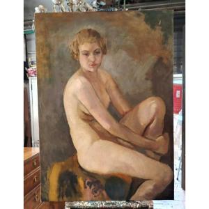 Oil On Canvas Depicting A Female Nude, By Armando Spadini (florence 1883 - Rome 1995) -