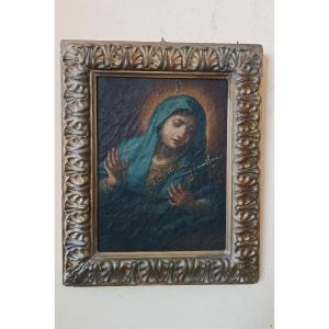 Antico dipinto ad olio su tela "Nostra Signora Addolorata"
