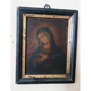 Antico dipinto su rame raffigurante Maria Vergine XVII\XVIII secolo