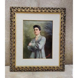 Ritratto olio su tela del compositore  Pietro Mascagni, primi  900